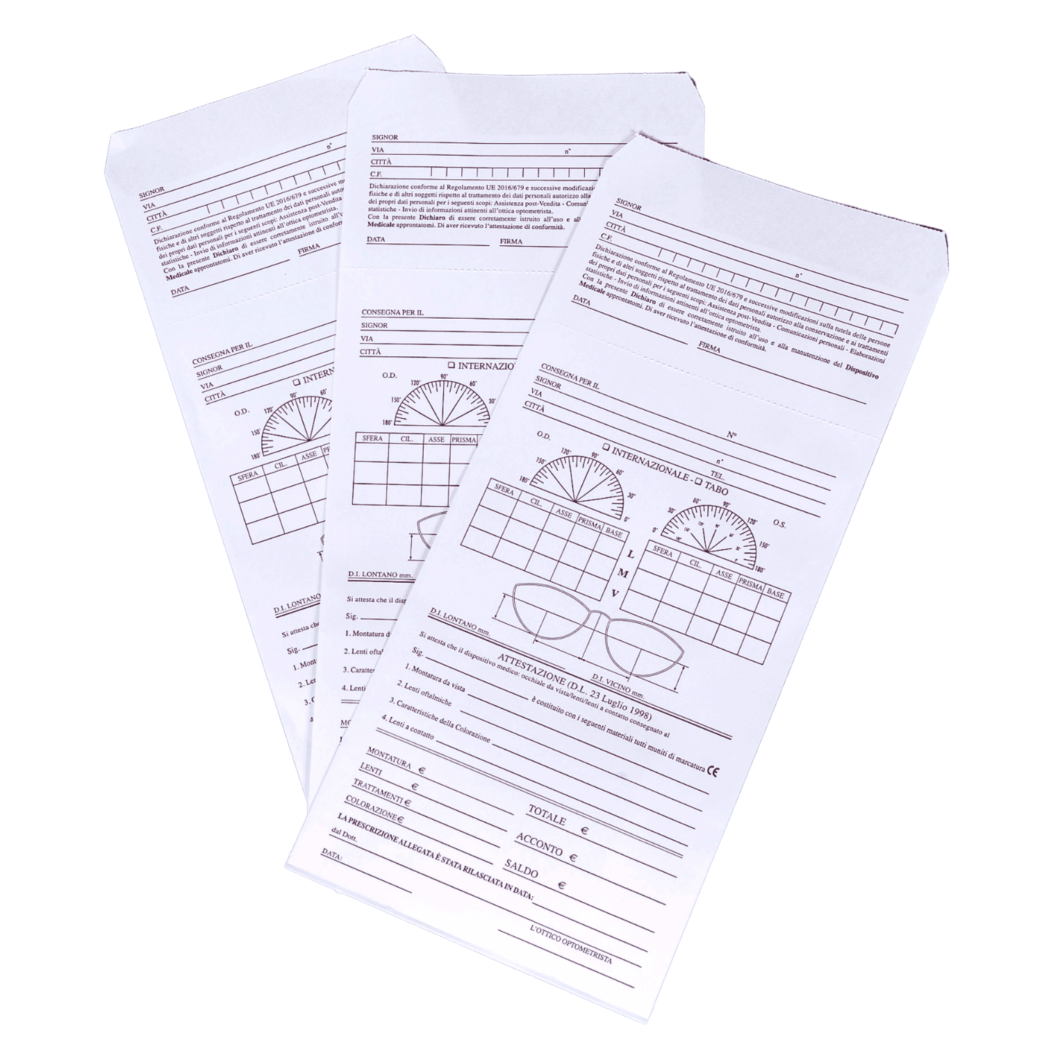 Busta a sacco per negozi di ottica Bianca con stampa - 140x300mm, 80gr, 500pz